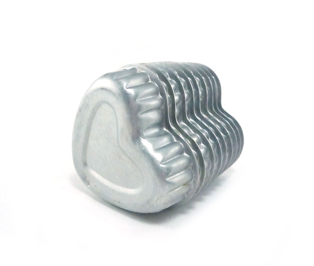 Vintage silver tart tins, fluted heart molds - set of 9