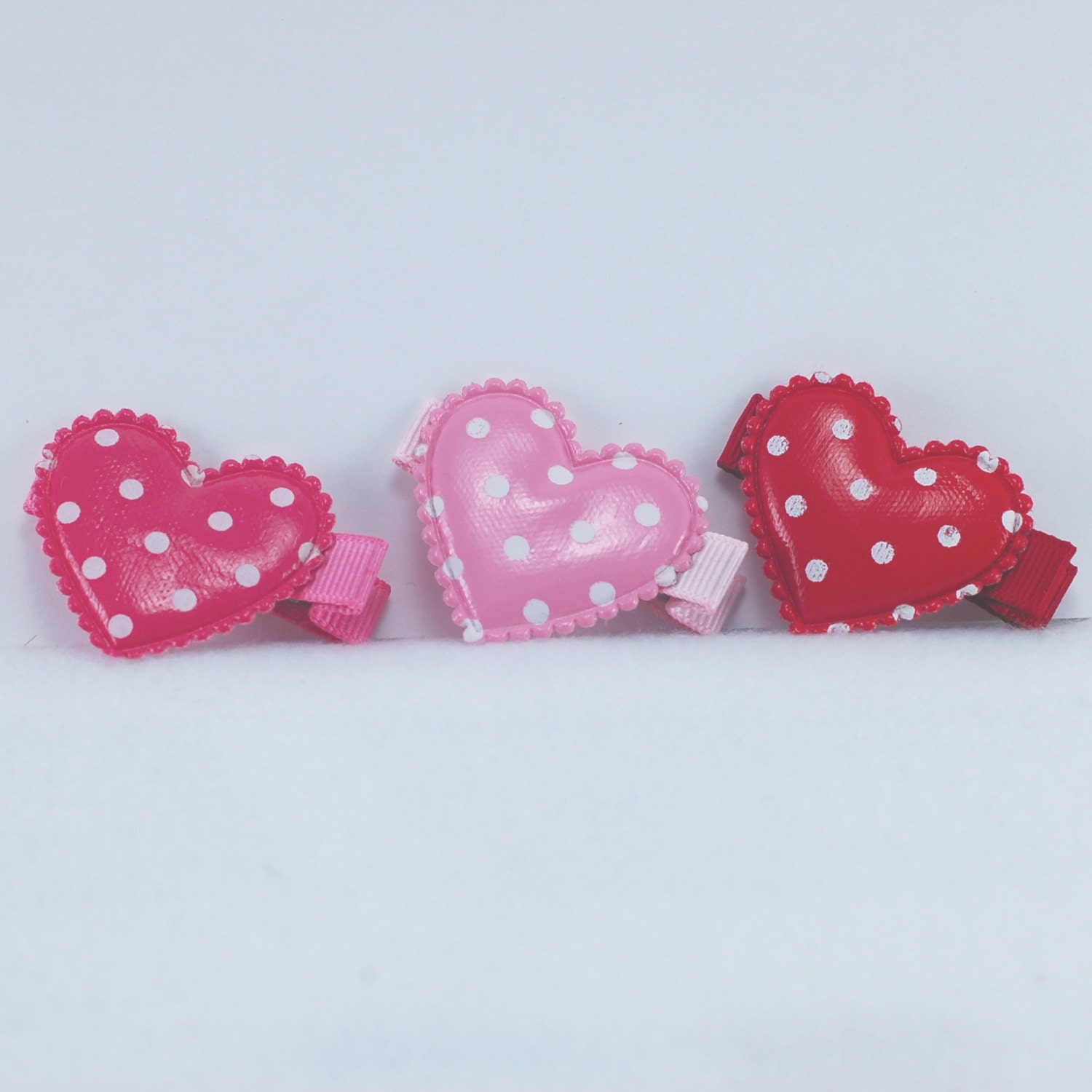 Puffy Heart Hair Clip Pick Your Color Red, Hot Pink, or Light Pink