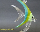 Glass Fish, Lime, Green and Teal  Hanging Sealife Suncacther Ornament