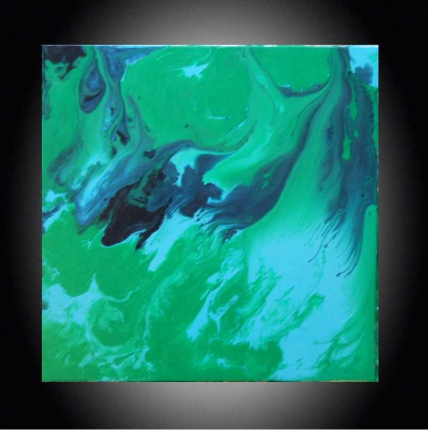 Original Abstract Painting Signed Modern Art - Liquid Art Technique