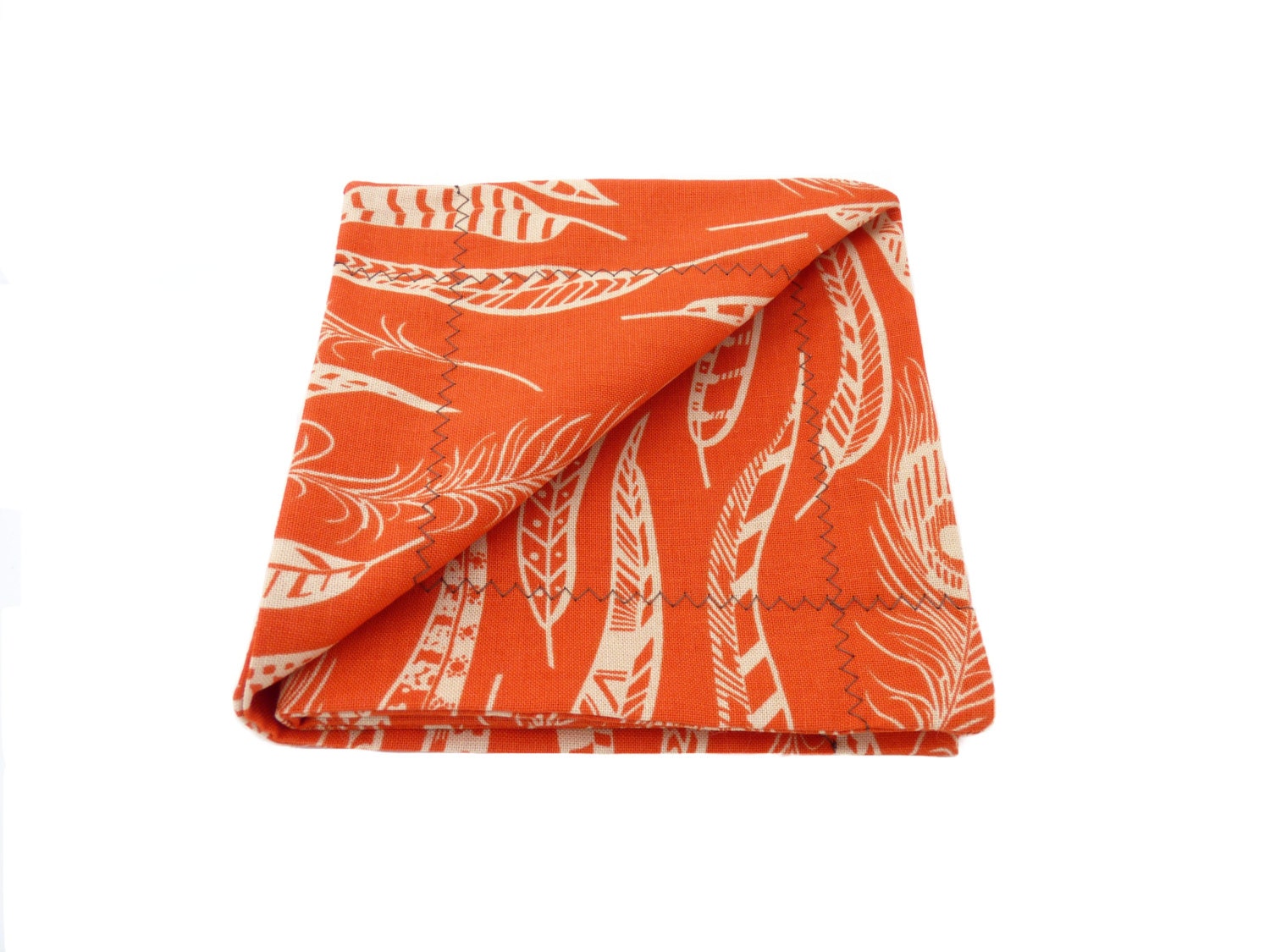 Pocket Square Handkerchief Orange Feather