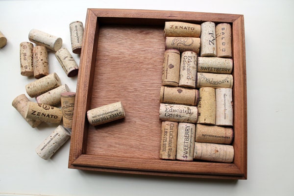 Wine Cork Trivet Kit - Reclaimed wood DIY craft kit -  honey stain - DIY wine cork crafts