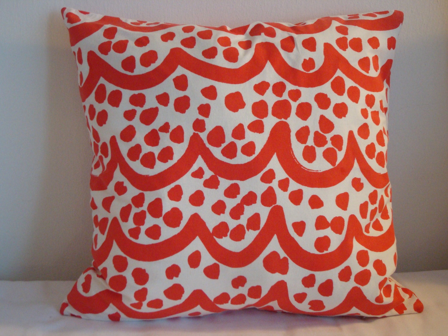 hand made accent pillow cover, decorative cushion Red Print 20x20