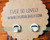 hand drawn black and white love bird earrings - one of a kind