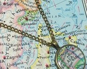 Alabama 1962 Map Necklace. Map Pendant. Map Jewelry.