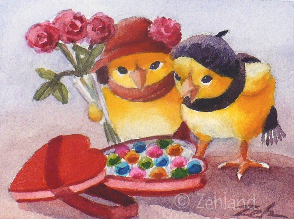 Valentine Fine Art Print Baby Chicks Ferdinand and Nina Janet Zeh