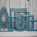Picture frame collection - 8 Turquoise Blue frames distressed wall gallery