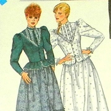 Vintage 80s UNCUT Simplicity Sewing Pattern 5754 - GUNNE SAX Western/Rockabilly Style Misses Full Skirt/Blouse/Petticoat/Jacket - Bust 32