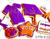 Graduation Cookies - Cap, Gown, Diploma - 1 Dozen