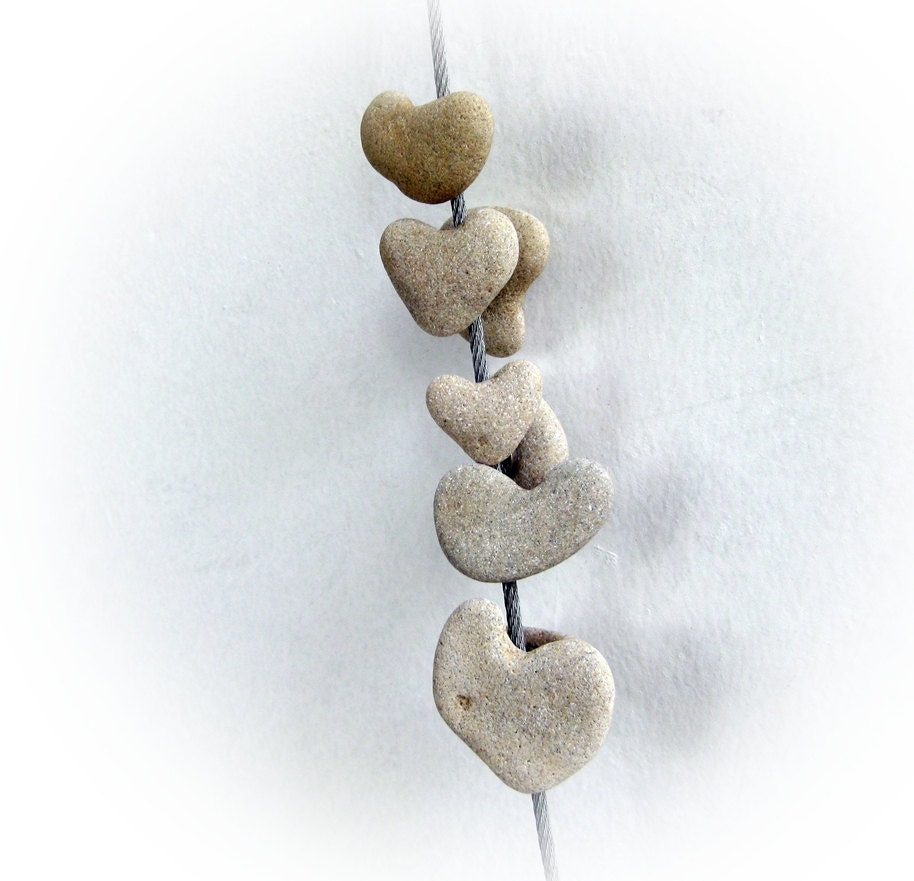 5 Unique Magnets - Eco Upcycled Heart Shaped Beach Rocks