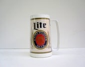 Beer Mug for Him - Miller Lite Beer Thermal Glass with Handle - Fathers Day for Dad