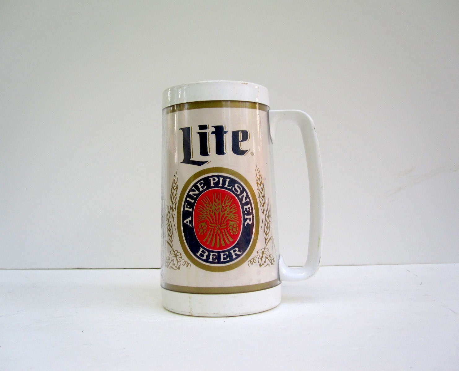 Beer Mug for Him - Miller Lite Beer Thermal Glass with Handle - Fathers Day for Dad