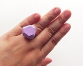 Faceted Geometric Hand cut Pastel Purple Ring