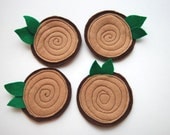 Tree Stump Coasters - Set of 4 Handmade Woodland Felt Coasters