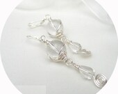 Clear Quartz Wire Wrapped Earrings Ice White with Pink Gift Box
