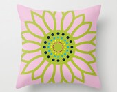 Fun and Colorful Flower Power Pillow Cover. Unique Home Decor. Bright, Colorful Pillow. Retro Flower Pillow