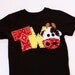 barnyard birthday shirt, two, cow, 2nd,  t shirt, barn yard, farm theme, boy black shirt