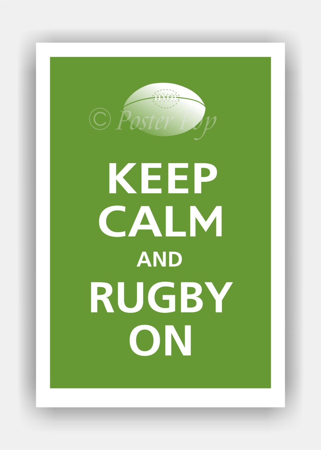 Keep Calm and RUGBY ON Poster 13x19 (Gecko featured -- over 700 colors to choose from)