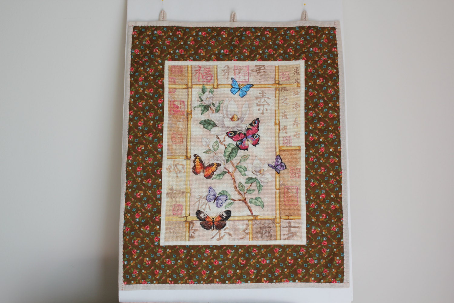 Handmade Wall Hanging Cross Stitch - Butterfly