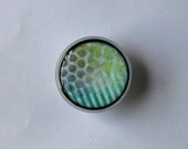 Enameled Custom Cabinet Knobs/ Retro geometric cool / Copper Enamel Drawer Pull