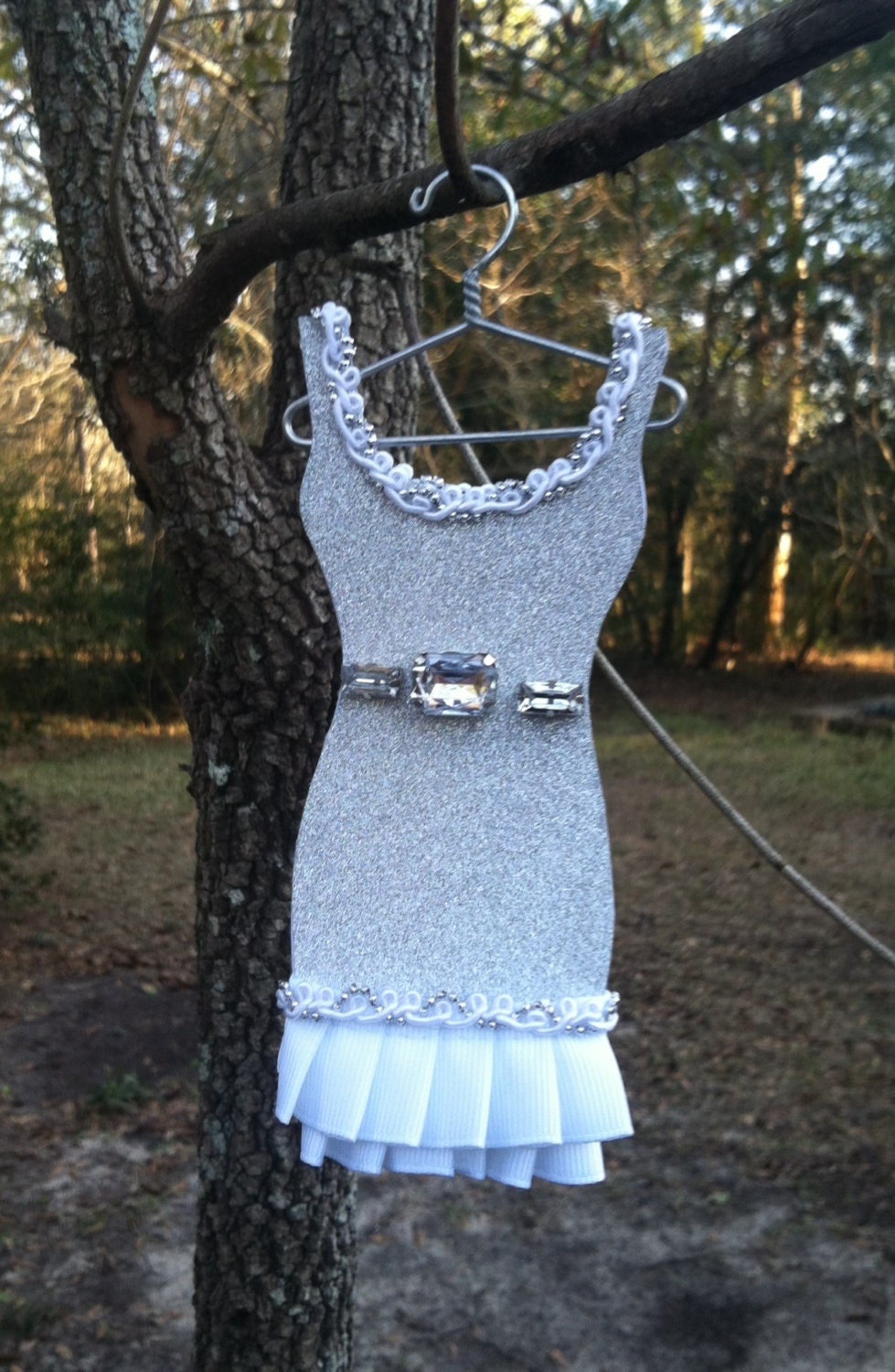 Paper Dress Miniature Silver Glitter Dress Art