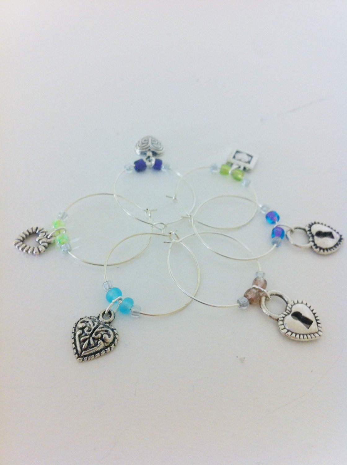 Heart and Lock Wine Glass Charms