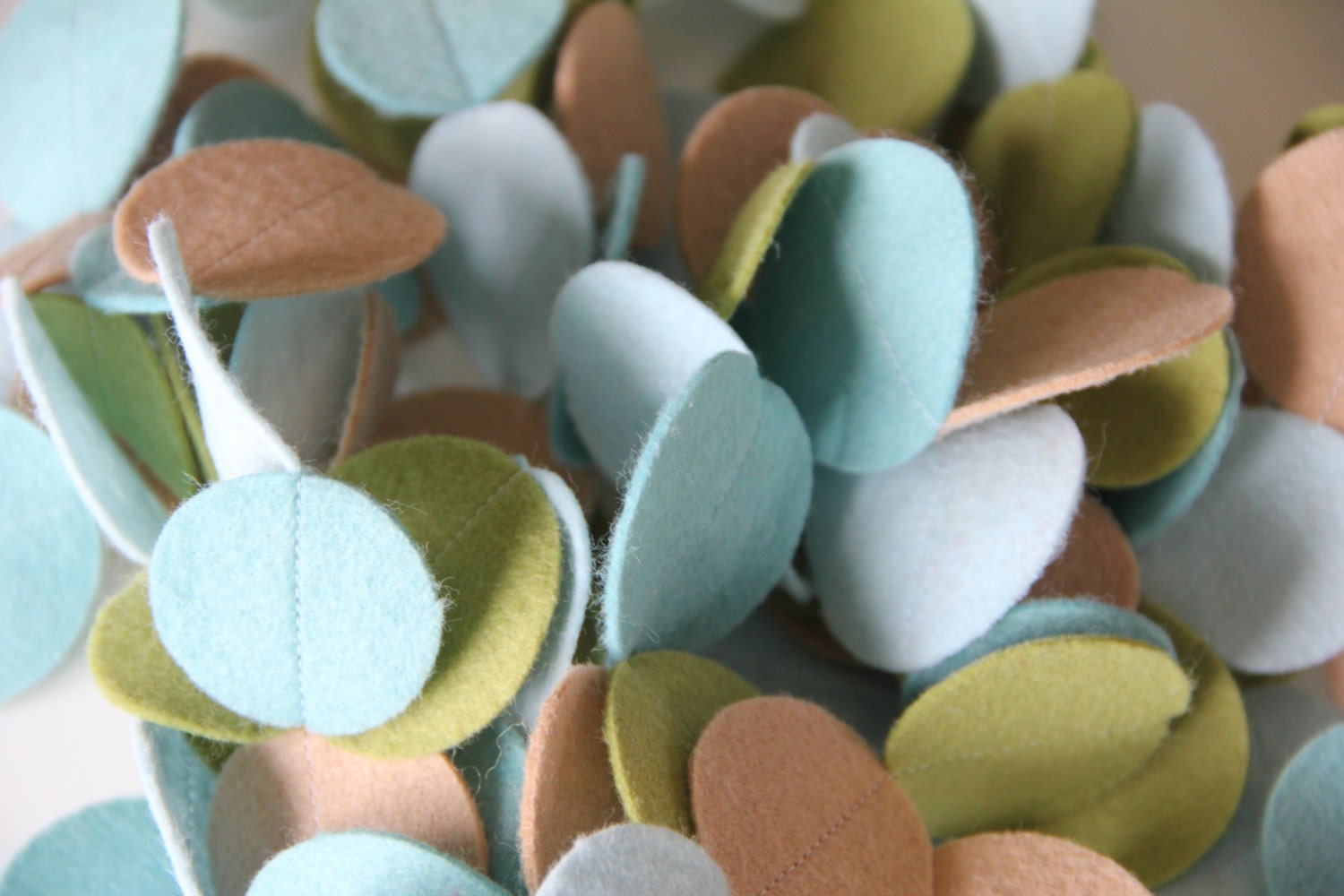 Circle Felt Garland in Blue and Green Tones- 12 1/2 Feet