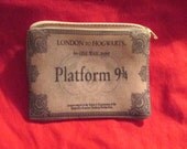 small zipper coin purse pouch makeup bag money credit card holder - harry potter inspired hogwarts Platform 9 3/4 Train Ticket