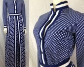 Vintage 1970s Lillie Rubin Collection 700 dress shirt blouse polka dot Maxi