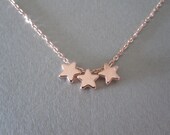 Triple Tiny Rose Gold Star Necklace