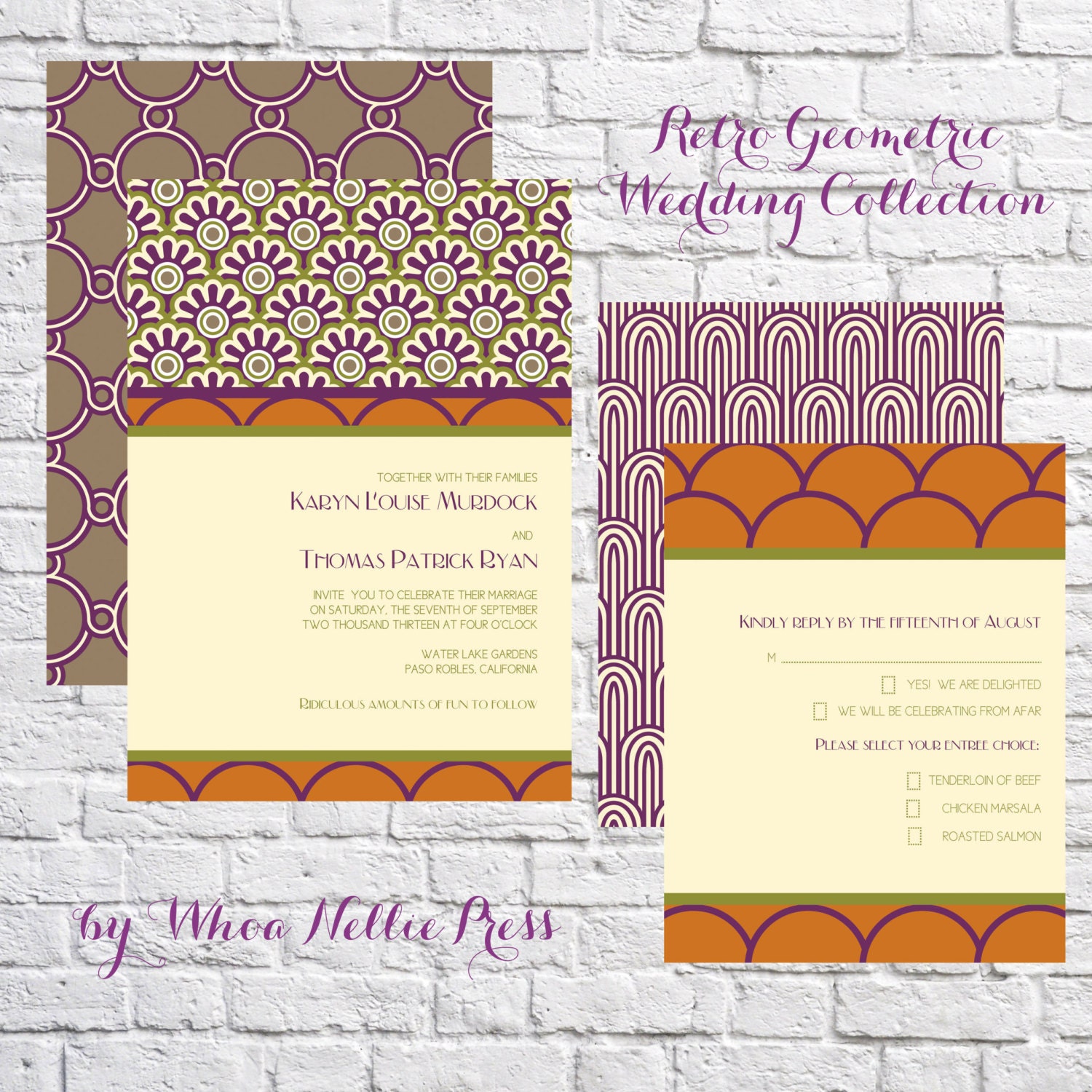 Retro Geometric Wedding Invitations