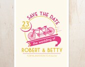Custom Typography Save the Date with Bicycle