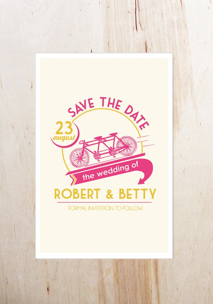Tandem Bicycle Save the Date.