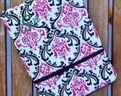 SLEEVE (FREE personalization) - kindle/ nook/ other - pink black damask