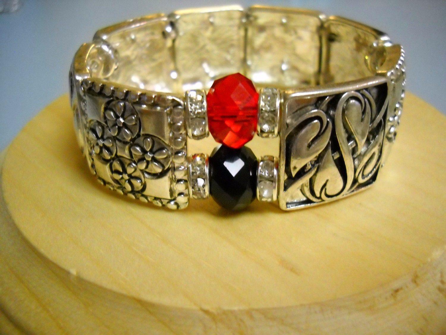 ANTIQUE SILVER Slider Beaded Stretch BRACELET