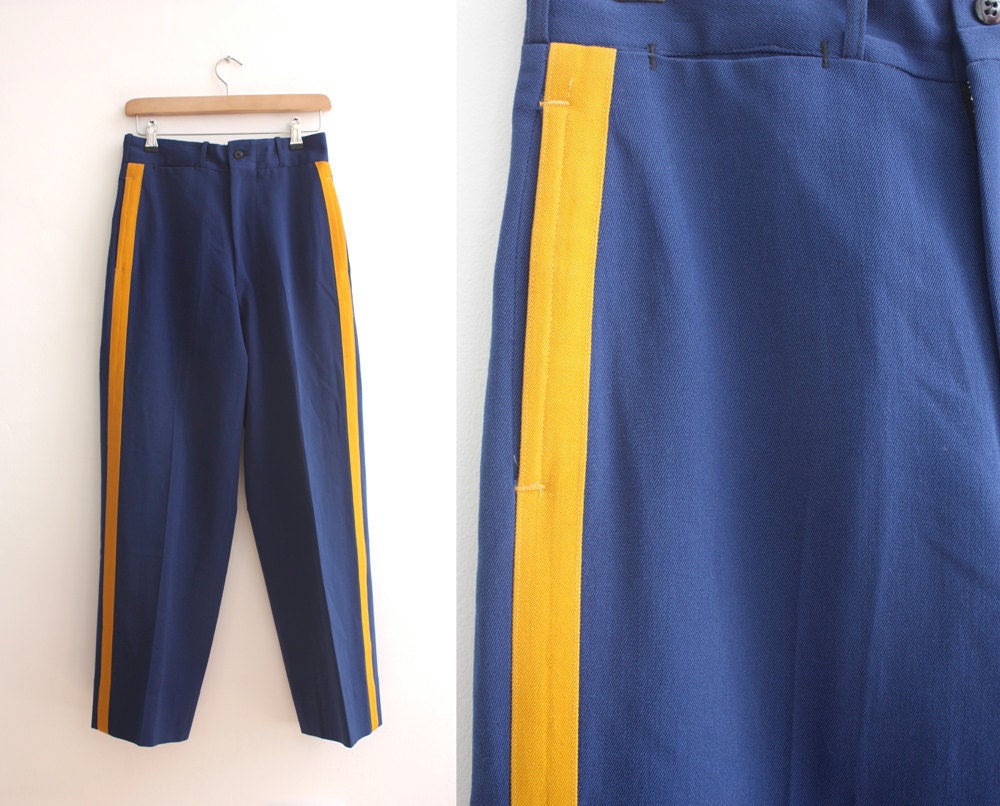 Vintage 1940s 50s Womens Navy Wool Military Trousers  Size M