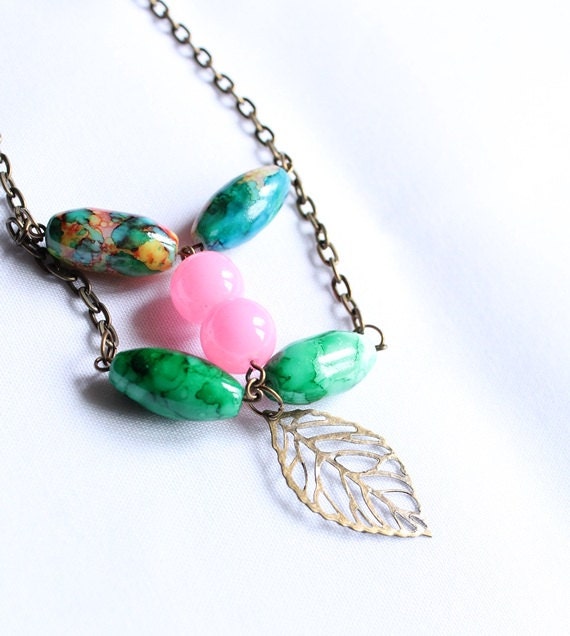 Full Patterned Lyla -  Etnic and Tribal Inspired Patterned Stone Beads with Leaf Filigree