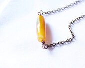 Kayla - Long Chunky Oval Yellow Mustard Gemstone with Simple Wire 