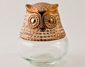 Owl Figurine Vintage Glass Bottle Folk Art Animal Statuette