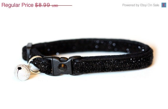 ON SALE Glitter Cat Collar - Onyx Black - Standard (Large) Size