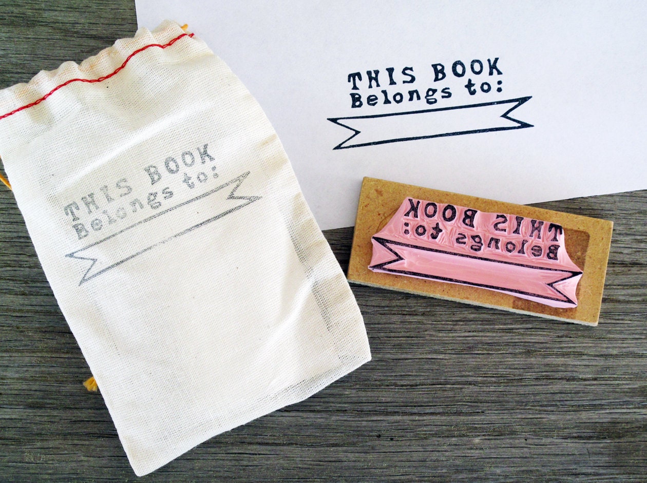This Book Belongs To Rubber Stamp, Book Stamp, Hand Carved