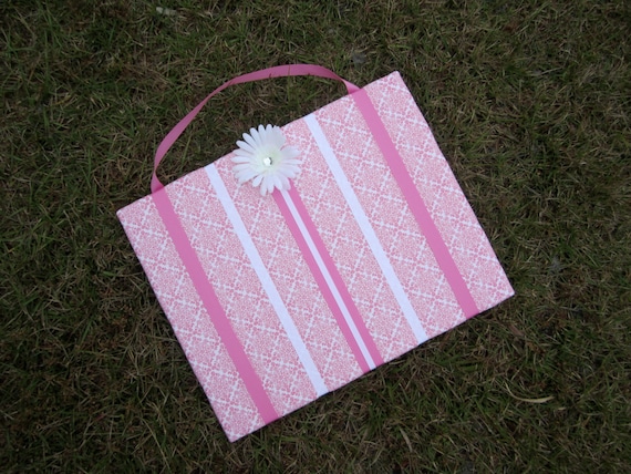 Bow Board Organizer: Pink and White with optional headband holder (16 x 20)