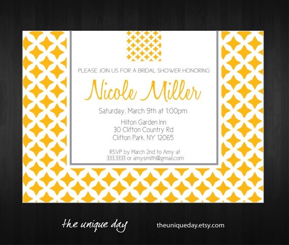 Printable Bridal Shower Invitation - Modern Pattern interlocking circles - Mod inspired Il_570xn