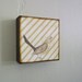 Rustic Home Decor l Mockingbird with Beige/Brown Stripes 5x5 art block on wood nature bird pattern gray red tile studio