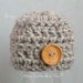 Baby Boy Hat Gray with a Wood Button, Newborn to 12 Months, Many Colors