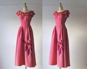 vintage 1940s dress / 40s bridesmaid / pink rose dress