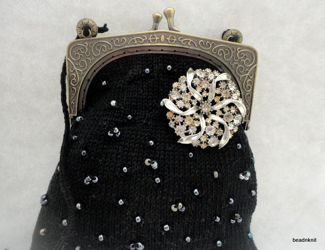 Black Beaded Evening Bag