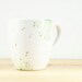 Hand Painted Ceramic Coffee Mug Tea Cup Green Dandelion Botanical Design Minimalist White  Modern Kitchen Decor Decorative Art