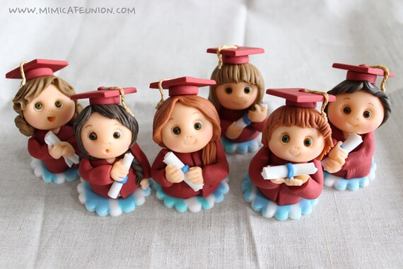 Graduation Students Cupcake Toppers ( 6 Graduation Dolls, 1 Message Plate) Il_570xn