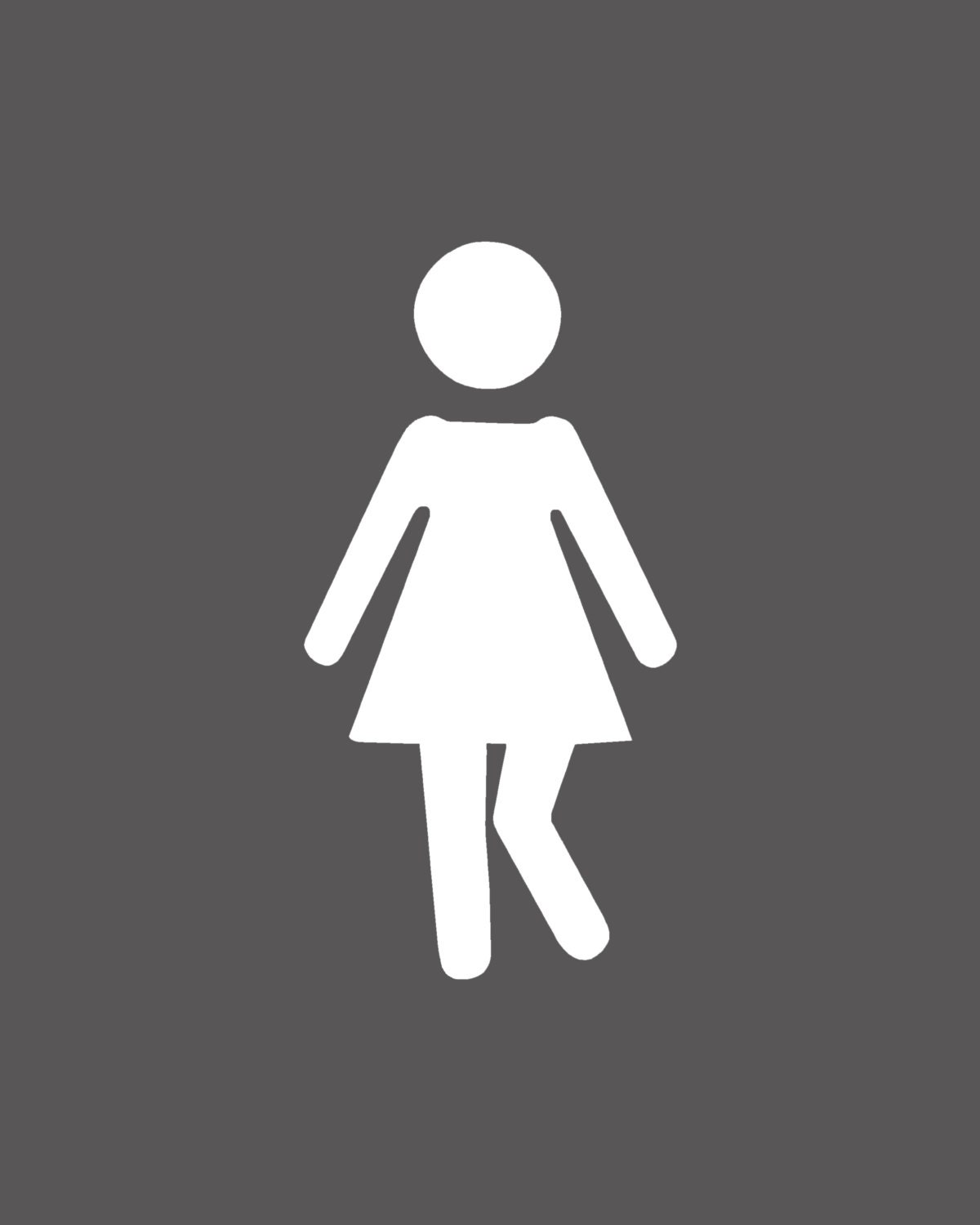 Wee Wee Dance, The Girl 8x10 Bathroom Decor, Grey and White